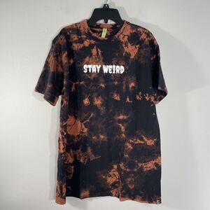 Econscious Mens Tie Dye T-Shirt "Stay Weird" Size L Short Sleeve Organic Cotton
